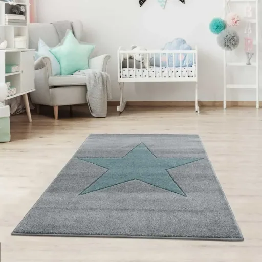 Livone children's carpet Stern Mint on gray, Carpet size: 120 x 180 cm