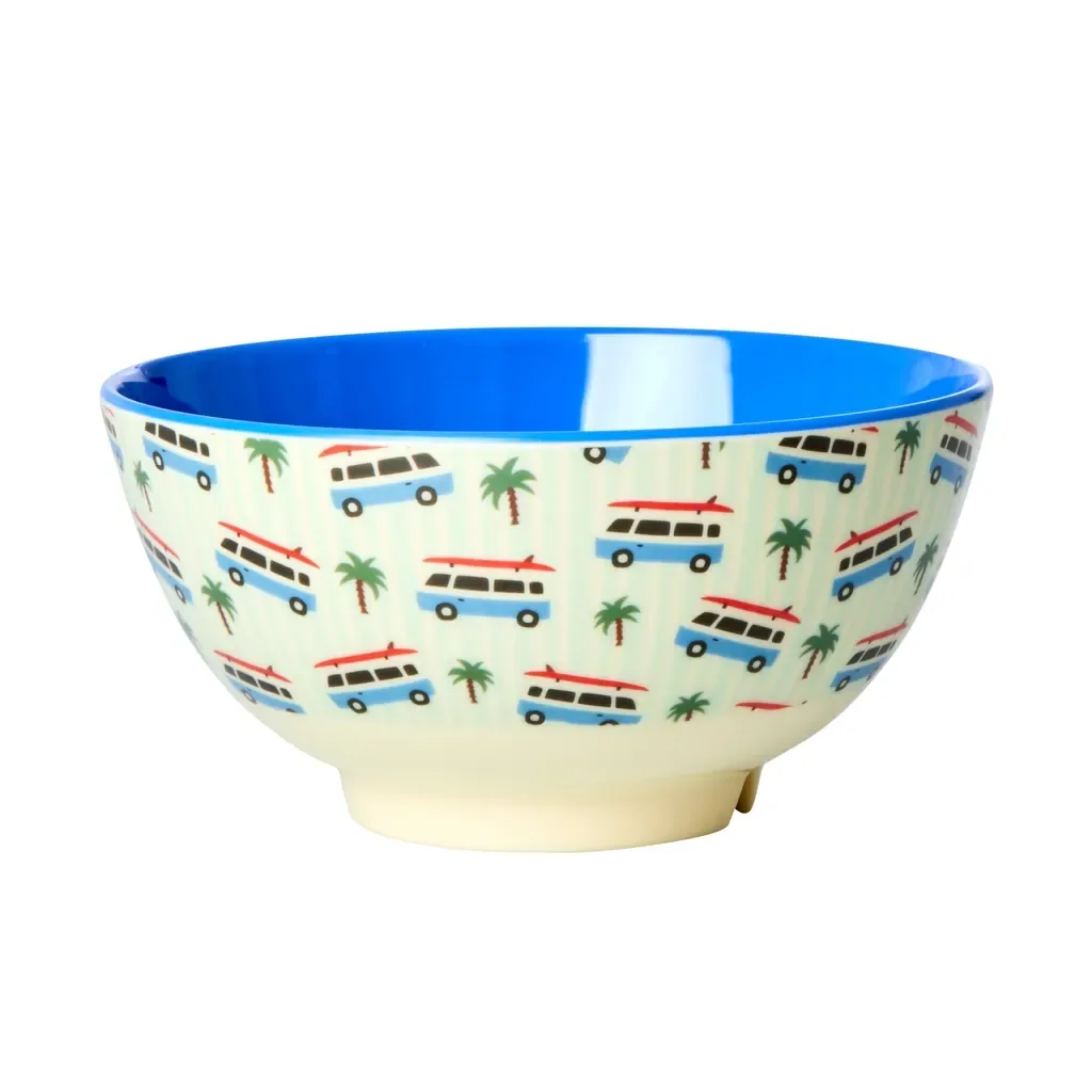 RICE Plate - Cars Print - Light Blue, Melamine, Size: Medium