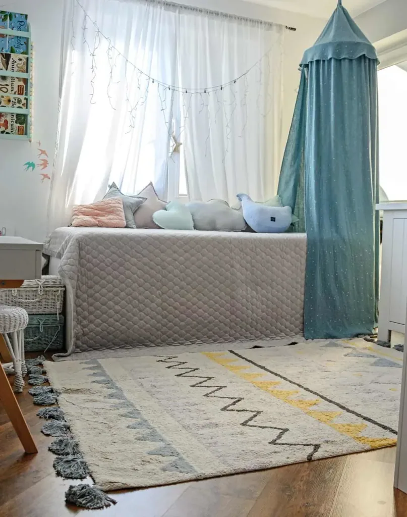 Lorena Canals carpet aztec pattern nature smoke blue, Size: 140 x 200 cm