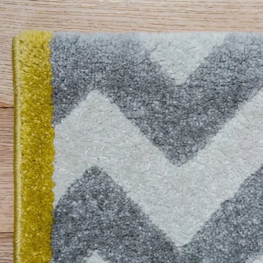 Carpet gray white zigzag art for kids, Size: 160 x 230 cm