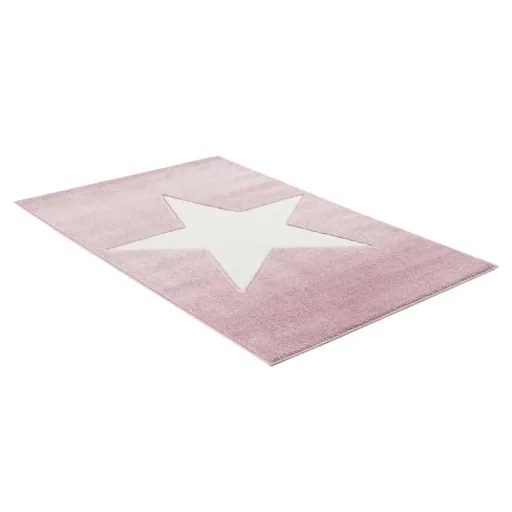Livone children's carpet star white on pink, Carpet size: 120 x 180 cm