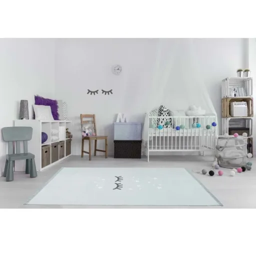 Livone children's carpet washable sleeping eyes mint, Carpet size: 100 x 160 cm