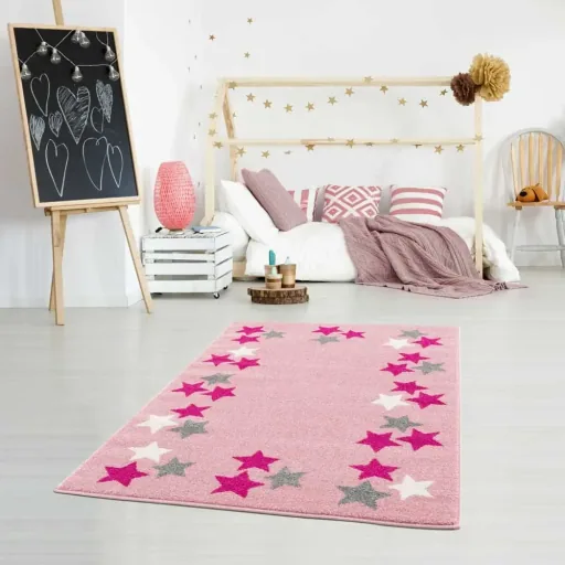 Livone carpet star band pink gray, Carpet size: 120 x 180 cm