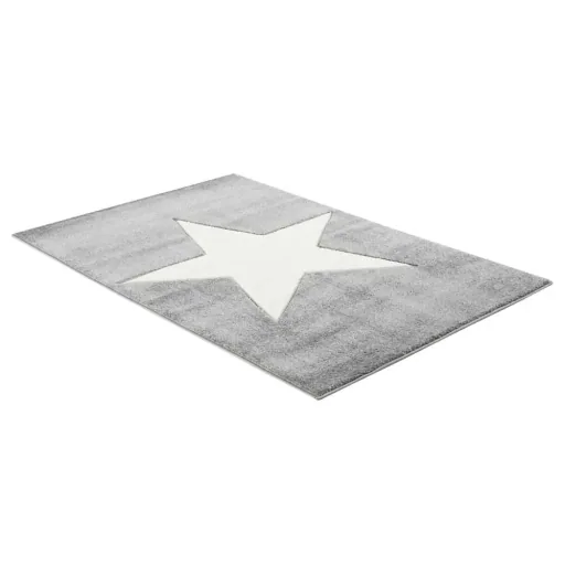 Livone children's carpet star white on gray, Carpet size: 120 x 180 cm