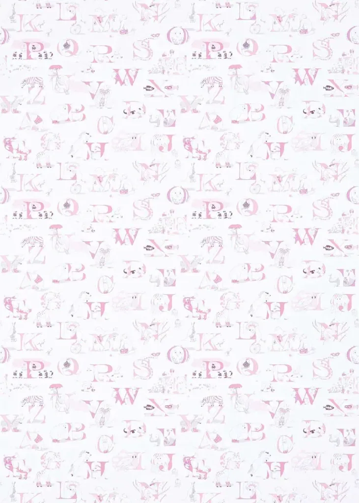 Little Sanderson Abracazoo Wallpaper Alphabet cream pink