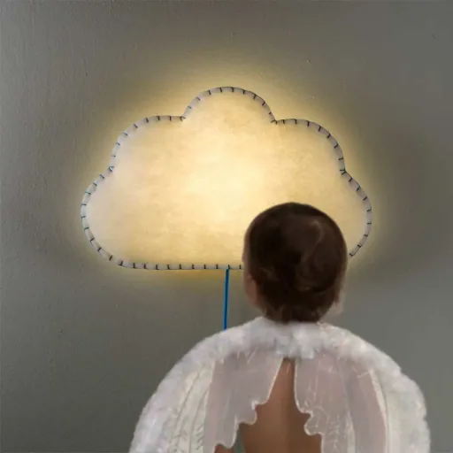 Buokids soft lamp night light/wall lamp cloud, Version: Cord & connector; Color of the seam: blue