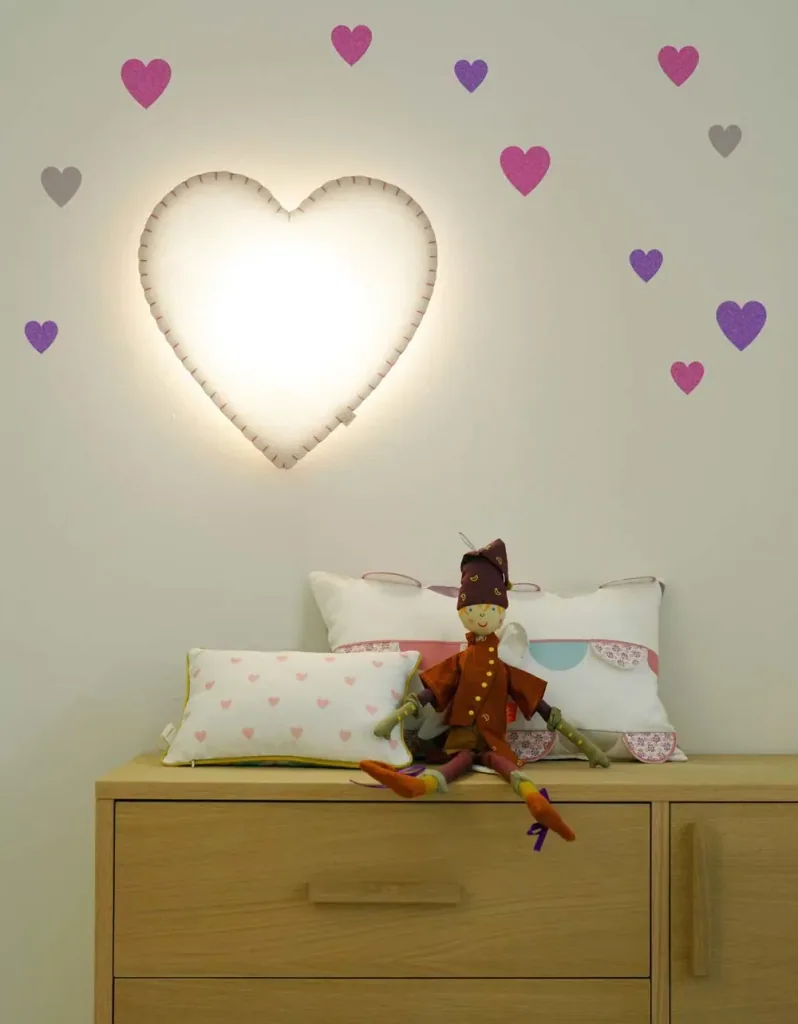 Buokids soft lamp night light/wall lamp heart, Version: Wall lamp; Color of the seam: pink