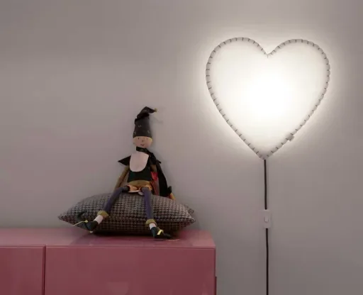 Buokids soft lamp night light/wall lamp heart, Version: Cord & connector; Color of the seam: blue