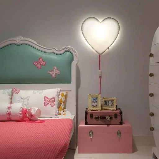 Buokids soft lamp night light/wall lamp heart, Version: Cord & connector; Color of the seam: blue