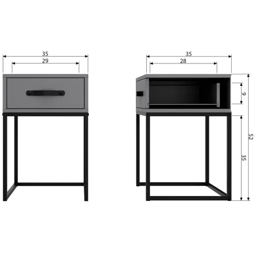 Woood bedside table morris clay gray