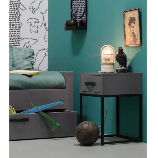 Woood bedside table morris clay gray