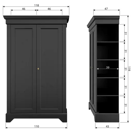 Wood Wardrobe Isabel Schwarz
