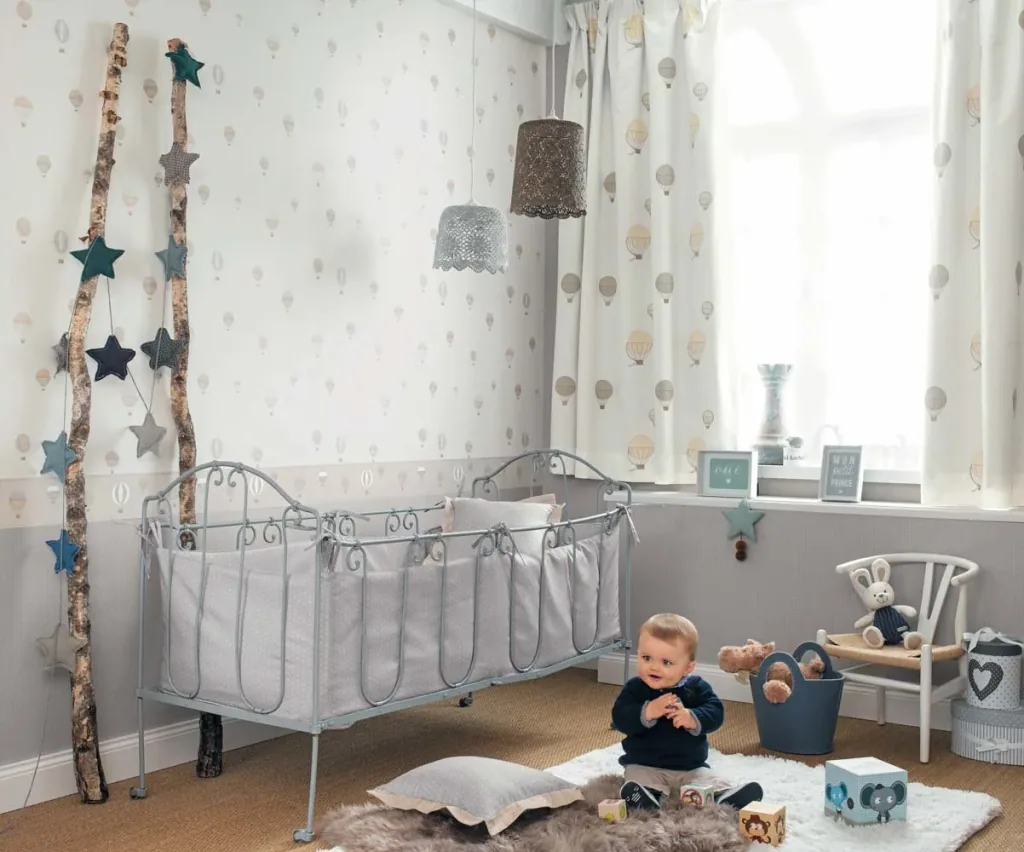 Casadeco My Little World Wallpaper Elephant Blue Gray Lime
