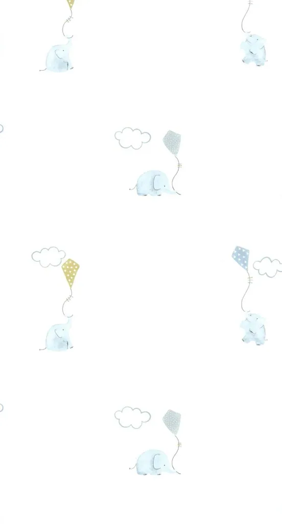 Casadeco My Little World Wallpaper Elephant Blue Gray Lime