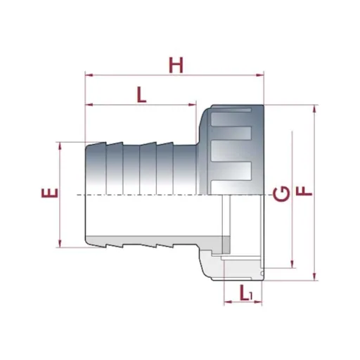 3/4 Inch PVC Hose Barb Fitting with Nut, 18mm