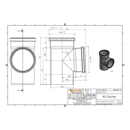 DN160 87 Degree PVC Elbow - Sewer Branch Fitting
