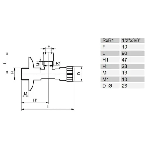 1/2 Inch Chrome Angle Stop Valve with Compression Fitting