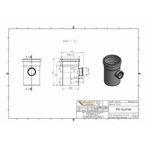 DN 250/110 87 Degree PVC Sewer Pipe Branch Fitting