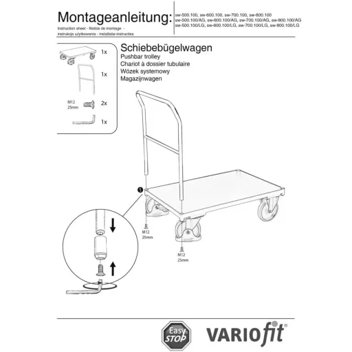 Push Handle Cart 500 kg Type XL + EasySTOP