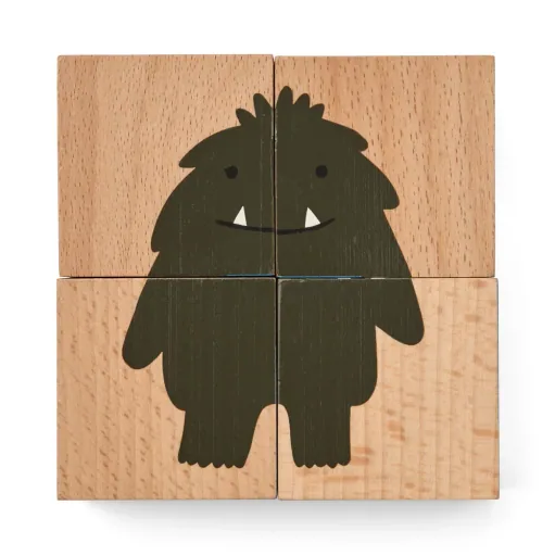 Liewood Puzzle, Wooden Puzzle, Wooden Cubes - Aage, Color: Monster / Nature