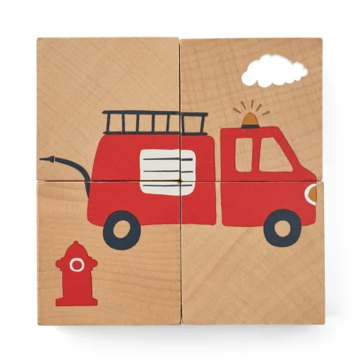 Liewood Aage Wooden Puzzle with Wooden Cubes, Color: All Together / Nature