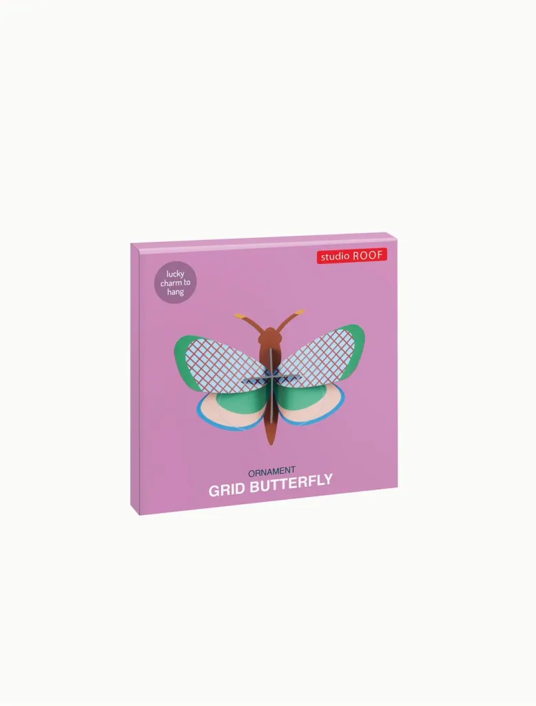 Studio ROOF ornament, craft set, 3D wall object - grid butterfly