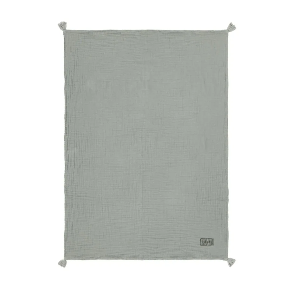 Nobodinoz WABI SABI Baby Blanket, Double-Layer Muslin Blanket, 65 x 100 cm, Color: Azure Blue