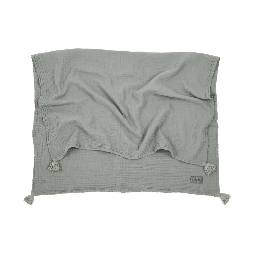 Nobodinoz WABI SABI Baby Blanket, Double-Layer Muslin Blanket, 65 x 100 cm, Color: Azure Blue
