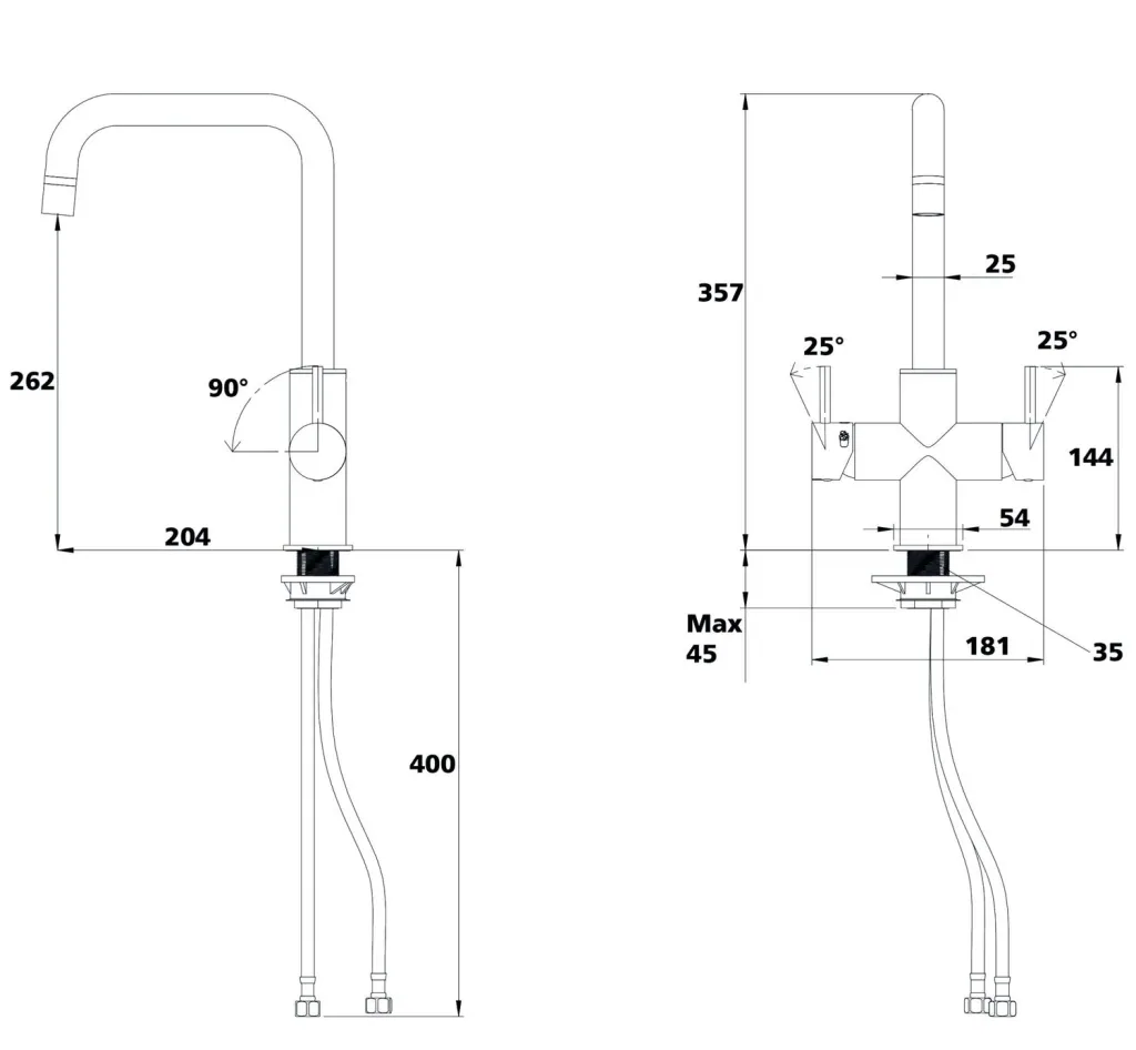 Water tap for carbonators - INOX LONG, 5-lines