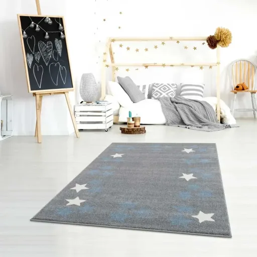 Livone carpet star band blue gray, Carpet size: 160 x 230 cm