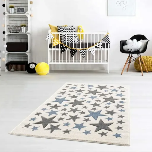 Livone children's carpet stella stars blue gray, Carpet size: 160 x 230 cm