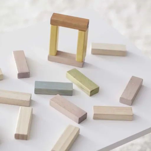 Kids concept stacking sticks wood
