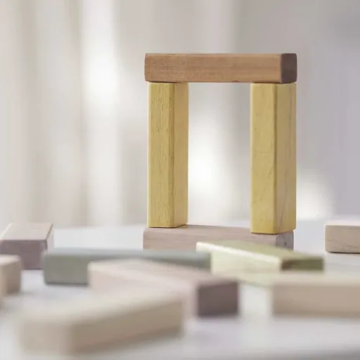 Kids concept stacking sticks wood