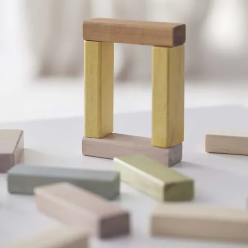 Kids concept stacking sticks wood