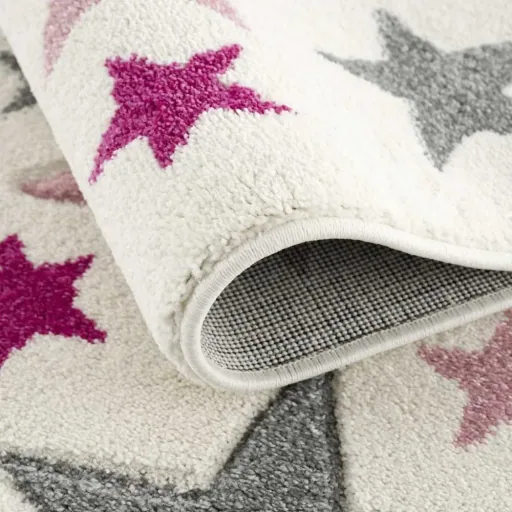 Livone children's carpet stella stars pink gray, Carpet size: 120 x 180 cm