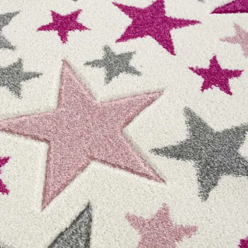 Livone children's carpet stella stars pink gray, Carpet size: 120 x 180 cm