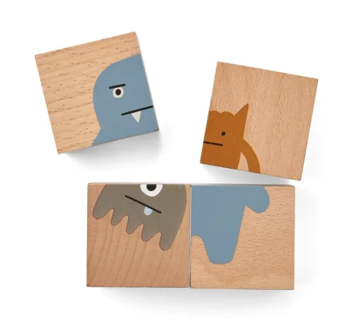 Liewood Puzzle, Wooden Puzzle, Wooden Cubes - Aage, Color: Vehicle / Nature