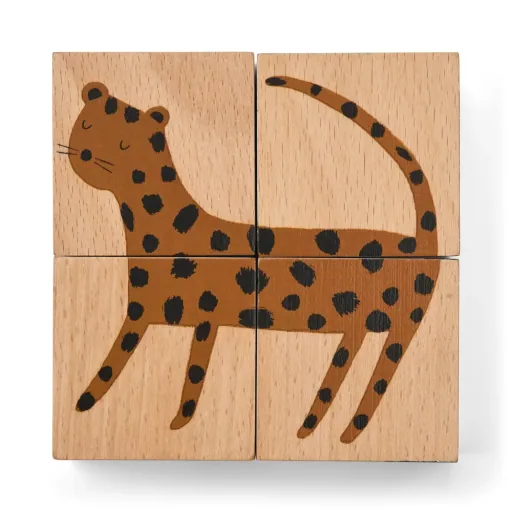 Liewood Puzzle, Wooden Puzzle, Wooden Cubes - Aage, Color: Vehicle / Nature