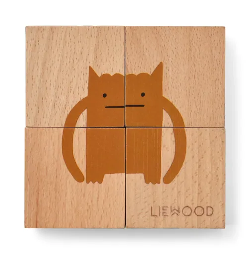 Liewood Puzzle, Wooden Puzzle, Wooden Cubes - Aage, Color: Vehicle / Nature