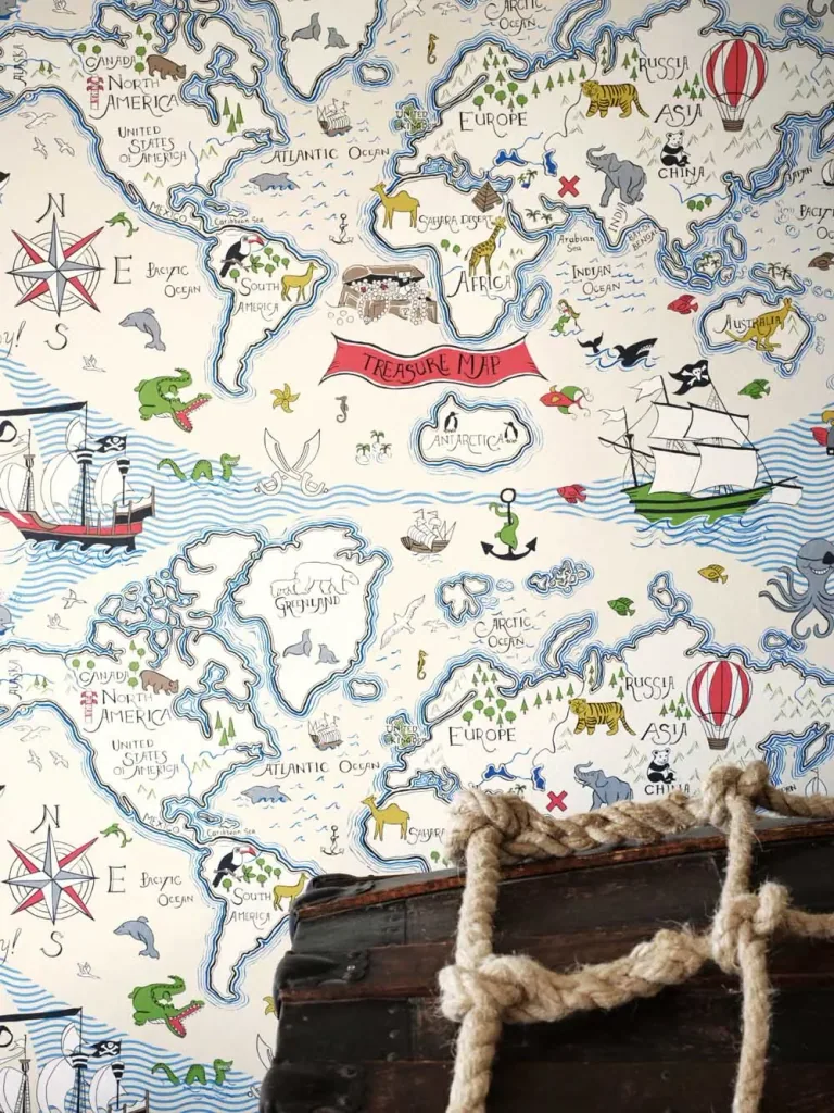 Little Sanderson Abracazoo wallpaper world map sand
