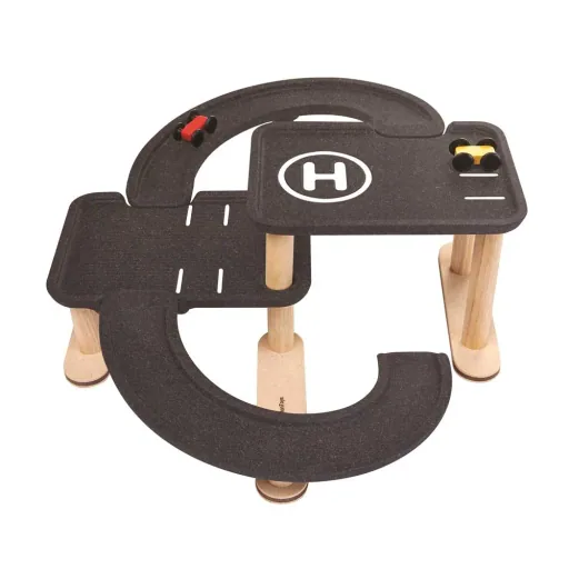 Plan Toys parking garage wood with black
