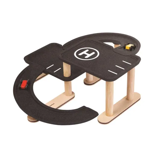 Plan Toys parking garage wood with black