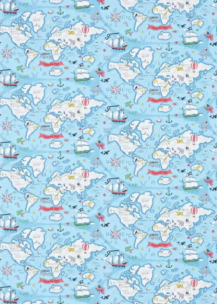 Little Sanderson Abracazoo wallpaper world map blue