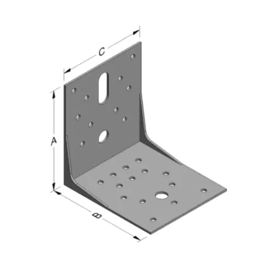 Angle connector 100 x 100 x 90 x 2 mm with rib