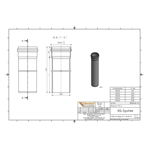DN 110 Sewer Pipe - 500mm SN4 Drainage Pipe