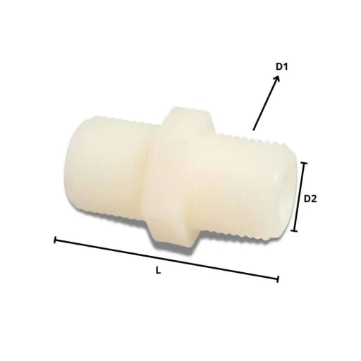 Plastic Hose Connector Double Nipple 1 1/2 inch