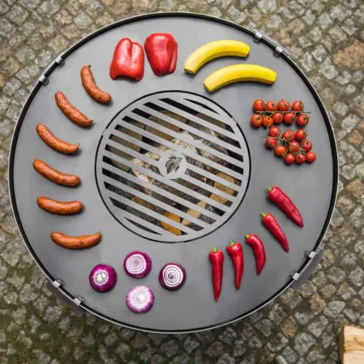Stainless Steel Fire Pit Grill Plate, 82cm with Grill Grate