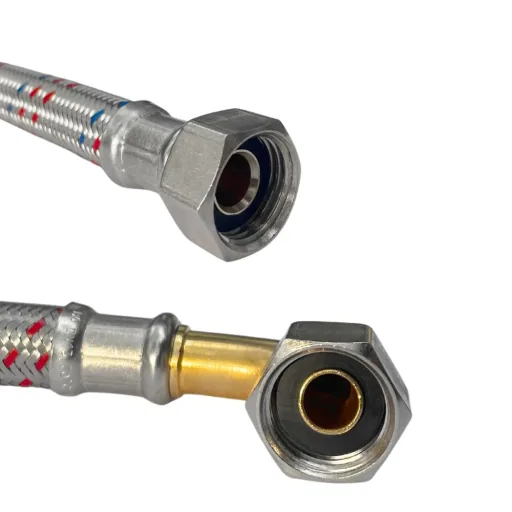 3/4 inch braided hose, stainless steel braided hose, flexible water hose, 3/4 inch Male x 3/4 inch Male Elbow 1500 mm, DVGW certified