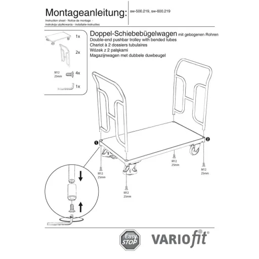 250 kg Heavy Duty Cart with Double Handle and EasySTOP