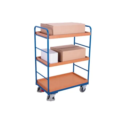 High-tier trolley with 3 trays 250 kg load capacity Type L + EasySTOP